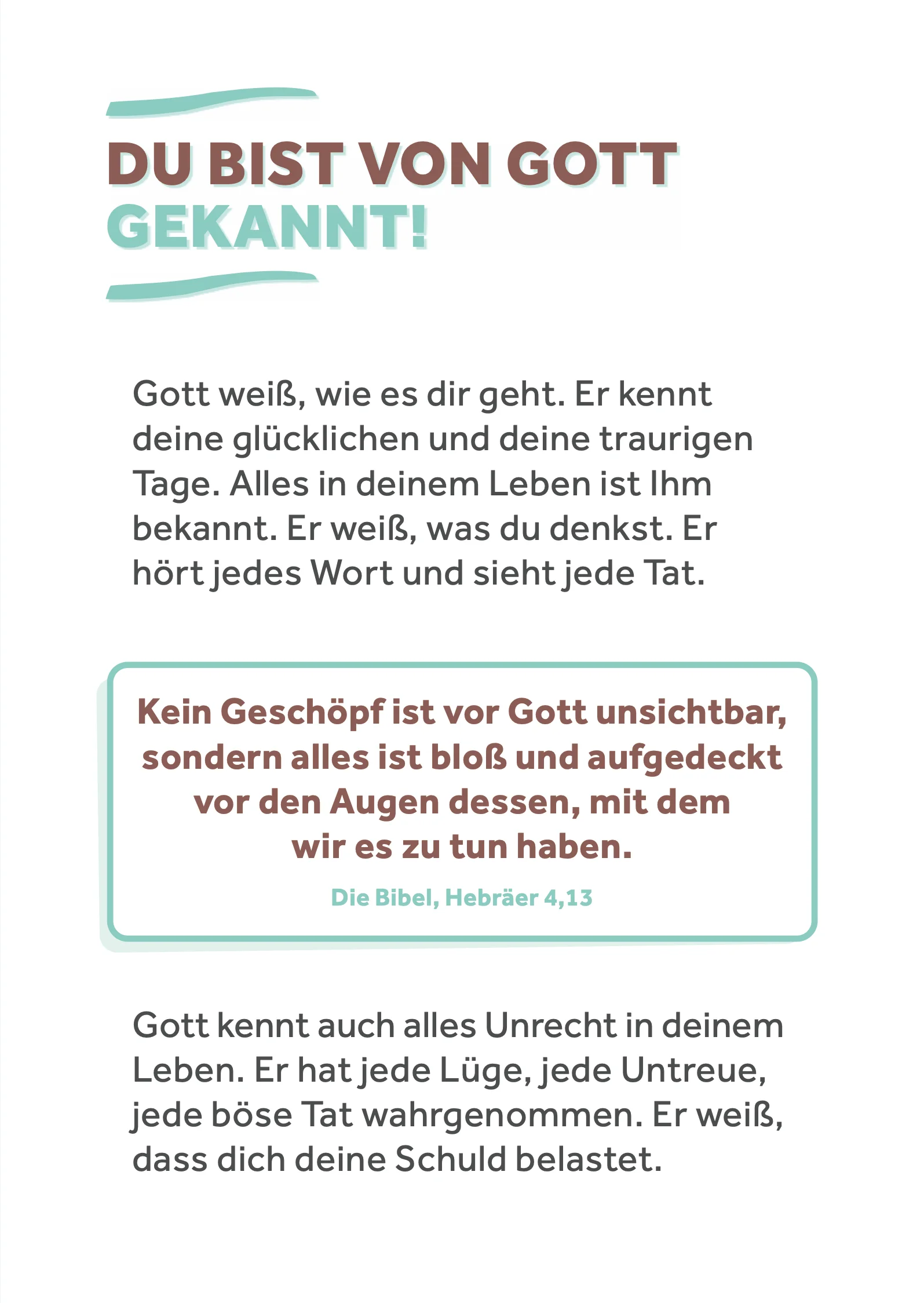 Du bist von Gott gekannt!