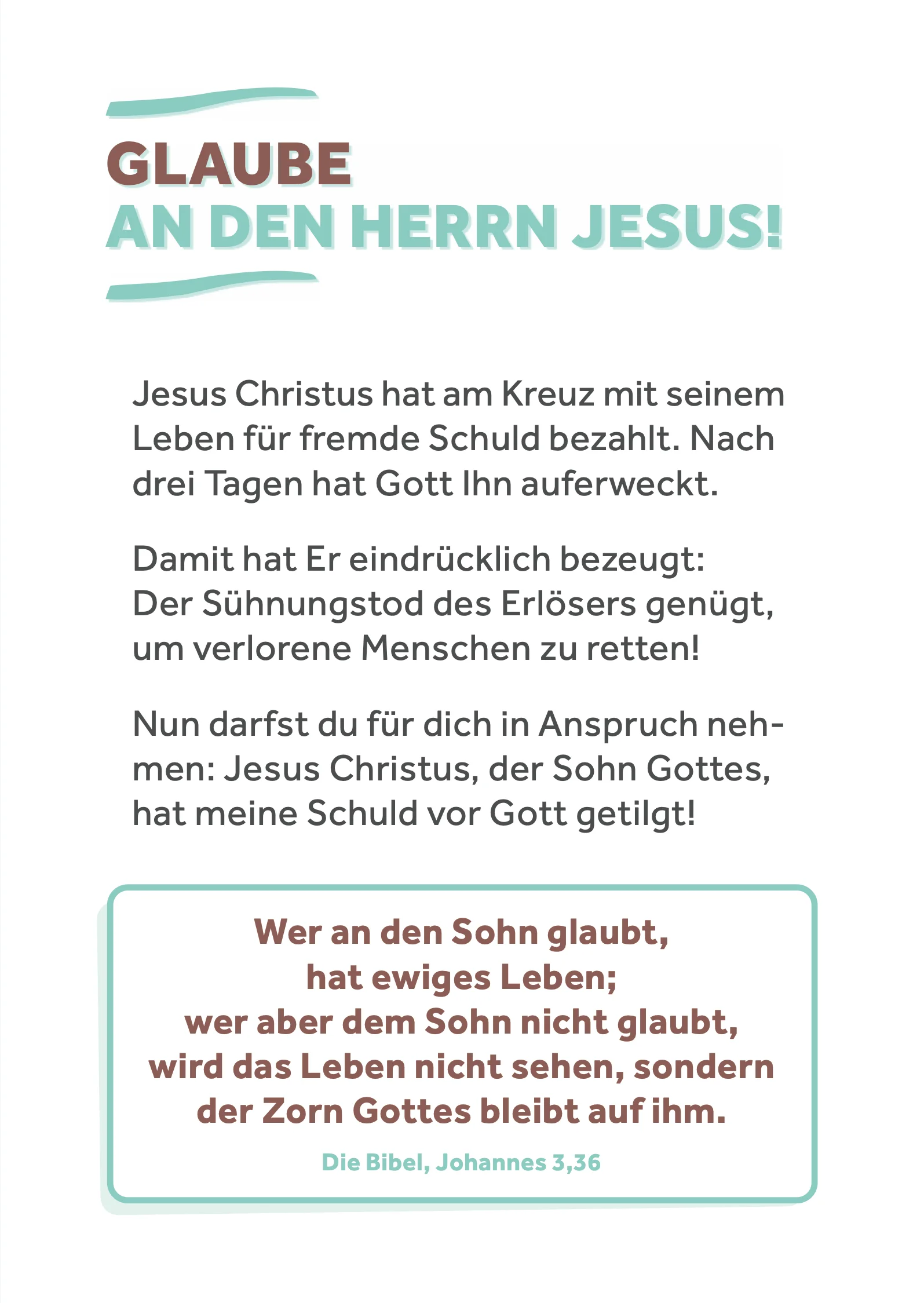 Glaube an den Herrn Jesus!